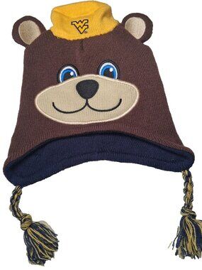 WVU Mountaineers Bear Hat Youth 1 Size Coonskin Cap West Virginia University